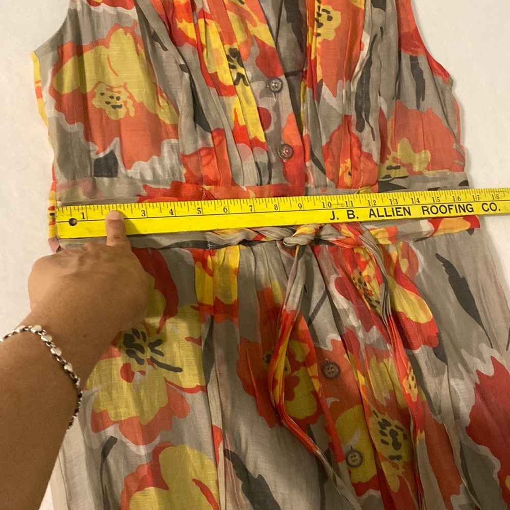 Evan Picone Floral Mini Dress Cap sleeve Button Down belted V Neck Summer Spring - Picture 15 of 15